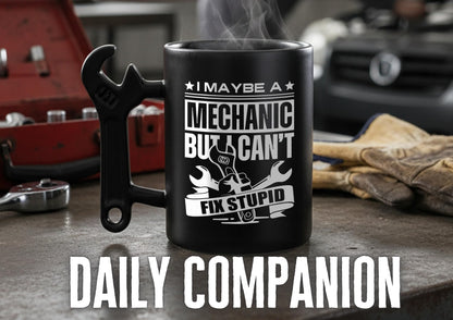 Onebttl Mechanic Gifts Wrench Coffee Mug, Mechanic Gift, 13.5oz/400ml Funny Ceramic Mug for Christmas, Father's Day, Fix Stupid