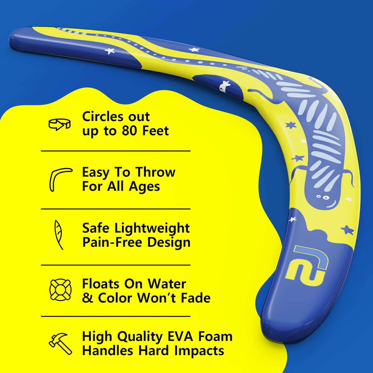 Boomerang for Adults & Kids - Fun Easy to Throw Boomerangs That Really Work - Soft to Catch Best Summer Stuffer Gifts for Boys & Girls - Outdoor Toys for Kids 8-12+ - 2026 Gift Idea for Teen Boys