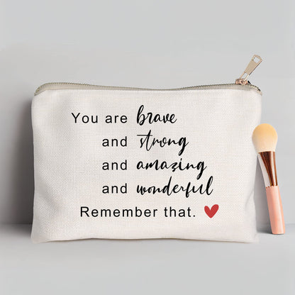 You Are Strong Brave Amazing Reminder Gift Makeup Bag Affirmation Gifts Positive Thoughtful Gifts Inspirational Gift for Daughter Travel Bag Graduation Gifts
