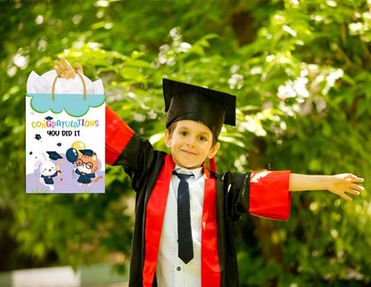 PETCEE Kindergarten Graduation Gift Bags - Congratulations Pre-K Preschool Graduation Gifts for Boys Girls You Did It Kindergarten Paper Gift Bags with Tissue Paper for Kids Daughter Son Graduates