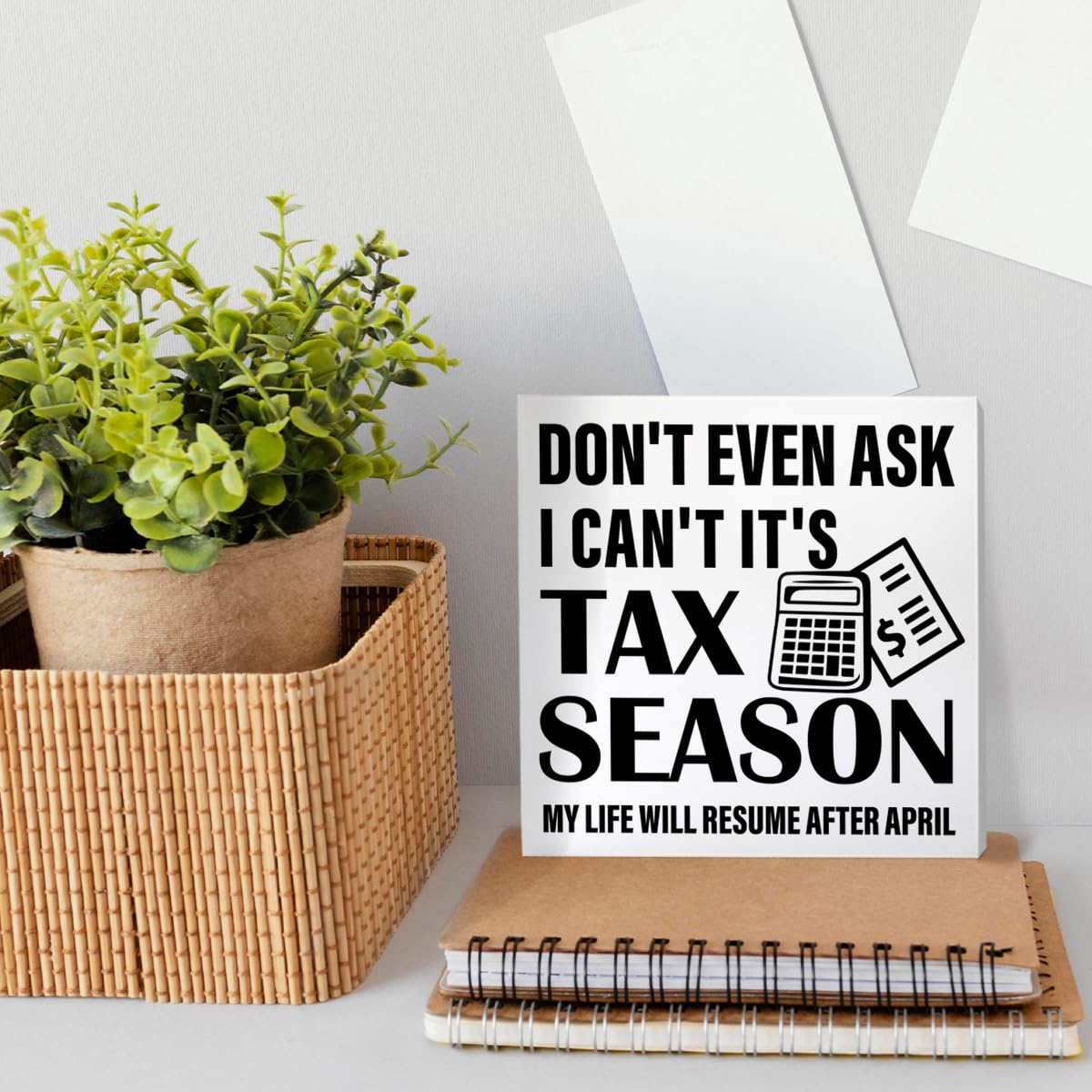Accountant Gifts for Men Women, Accounting CPA Tax Preparer Gifts Christmas Birthday Gift Accountant Office Cubicle Desk Decor, I Can't It's Tax Season, Wooden Box Sign