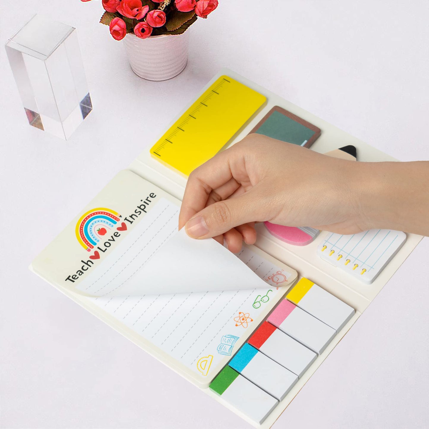 Xqumoi Teaching is A Work of Heart Sticky Notes Set Blackboard Self-Stick Note Pads Teacher Appreciation Gift Writing Memo Pads School Office Supplies