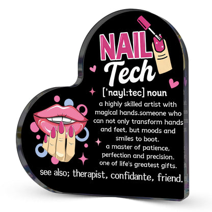 Nail Tech Gifts For Women Men Nail Salon Decor Heart Shaped Acrylic Sign Inspirational Gift For Nail Technician Thank You Gifts Birthday Girls Bedroom Home Salon Beauty Shop Decor 3.9x 3.9 Inches