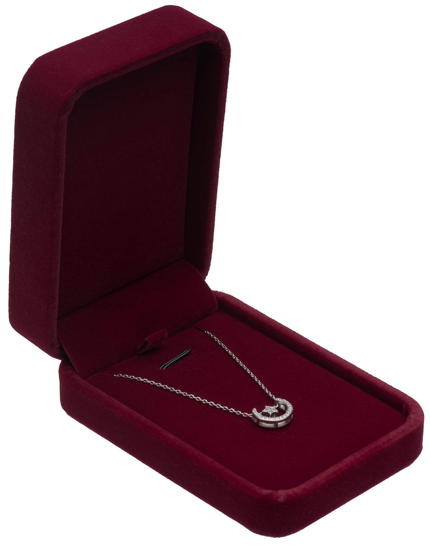 Classic Velvet Jewelry Gift Box Case for Necklace Pendant (Wine Red)