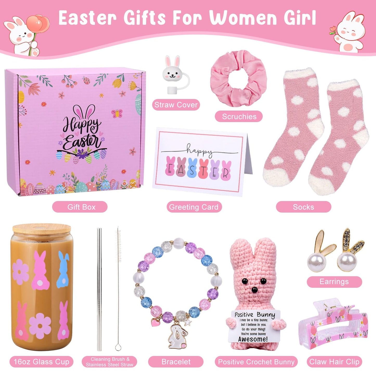 Easter Basket Stuffers for Teens Girls, Unique Easter Gifts for Teens Girls Women Adult Daughter, Easter's Basket Essentials Bunny Gift for Girl Adults, Teen Girl Easter's Baskets Ideas
