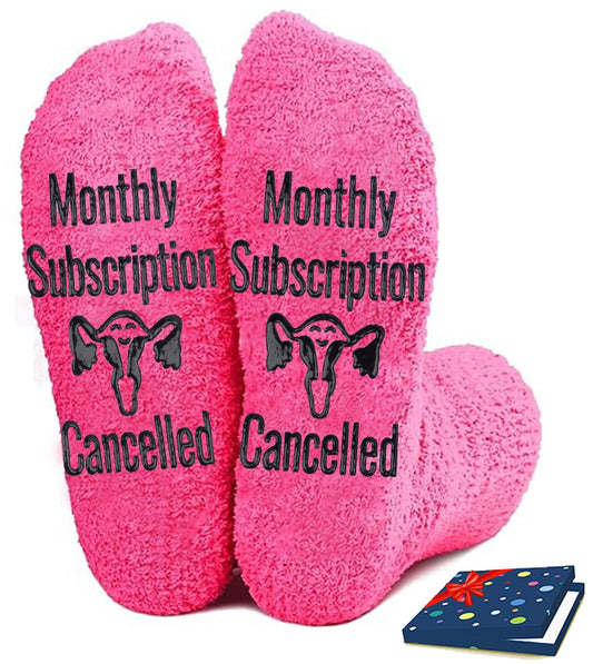 Hysterectomy Recovery Must Haves Socks, Hysterectomy Recovery Gifts for Women - Monthly Subscription Cancelled, Rose Red