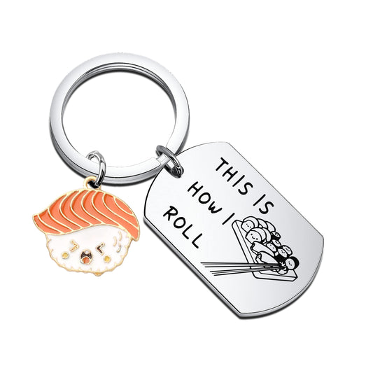 MAOFAED Sushi Gift Sushi Jewelry Sushi Lover Keychain This How I Roll Keychain Sushi Chef Gift i roll sushi