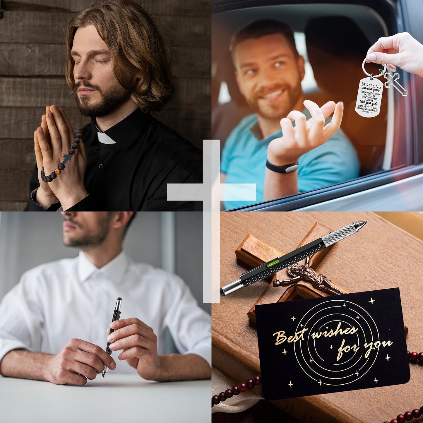 JTAMOHI 10 Pcs Christian Gifts for Men Faith, Inspirational Religious Gifts for Men, Catholic Gifts, Spiritual Gifts, Jesus Gifts, Encouragement Gifts for Dad, Husband, Grandpa, Male Friends, Coworker