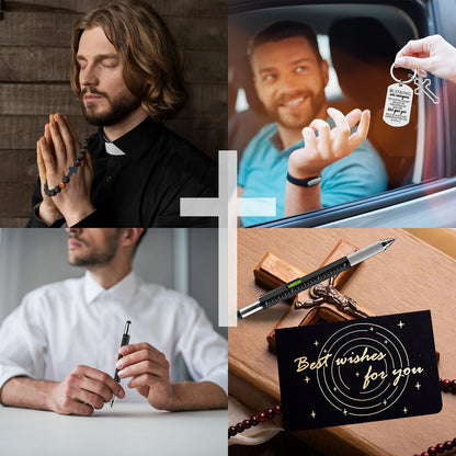 JTAMOHI 10 Pcs Christian Gifts for Men Faith, Inspirational Religious Gifts for Men, Catholic Gifts, Spiritual Gifts, Jesus Gifts, Encouragement Gifts for Dad, Husband, Grandpa, Male Friends, Coworker