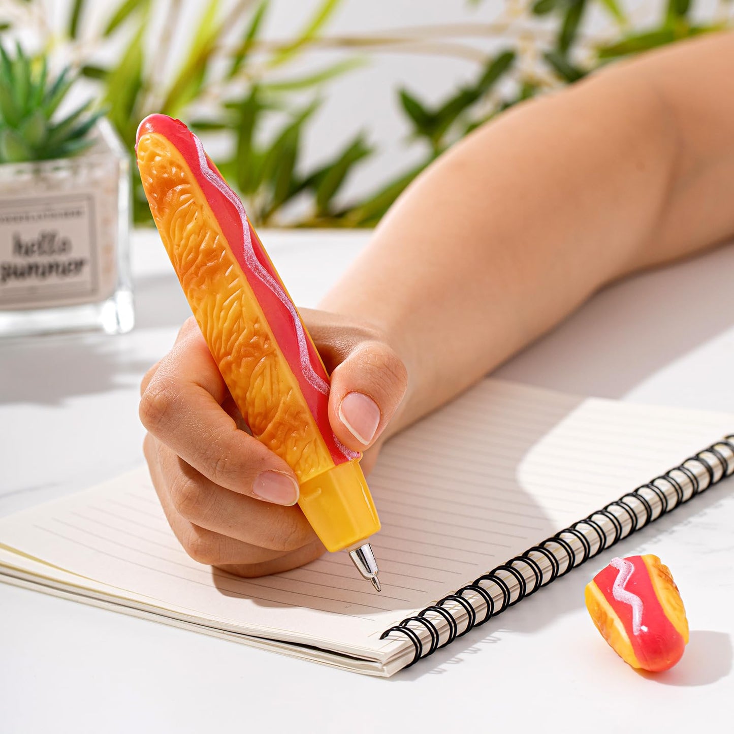 Sayglossy 4 Pcs Hot Dog Writing Pens 0.5 mm Cool Fast Food Fun Decorative Gifts for Christmas Birthday Party Office Desk Accessories
