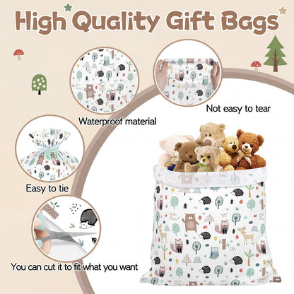 56" Extra Large Baby Shower Plastic Gift Bag, Jumbo Gift Bag with Woodland Animal Design for Girls, Boys and Newborn Parties or Celebration