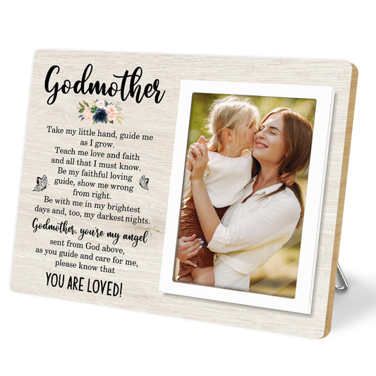 Godmother Gift Picture Frame, Godparents Appreciation Present, Baptism or Birthday Gift for Godmother, Mother’s Day Wooden Photo Frame-You Are Loved