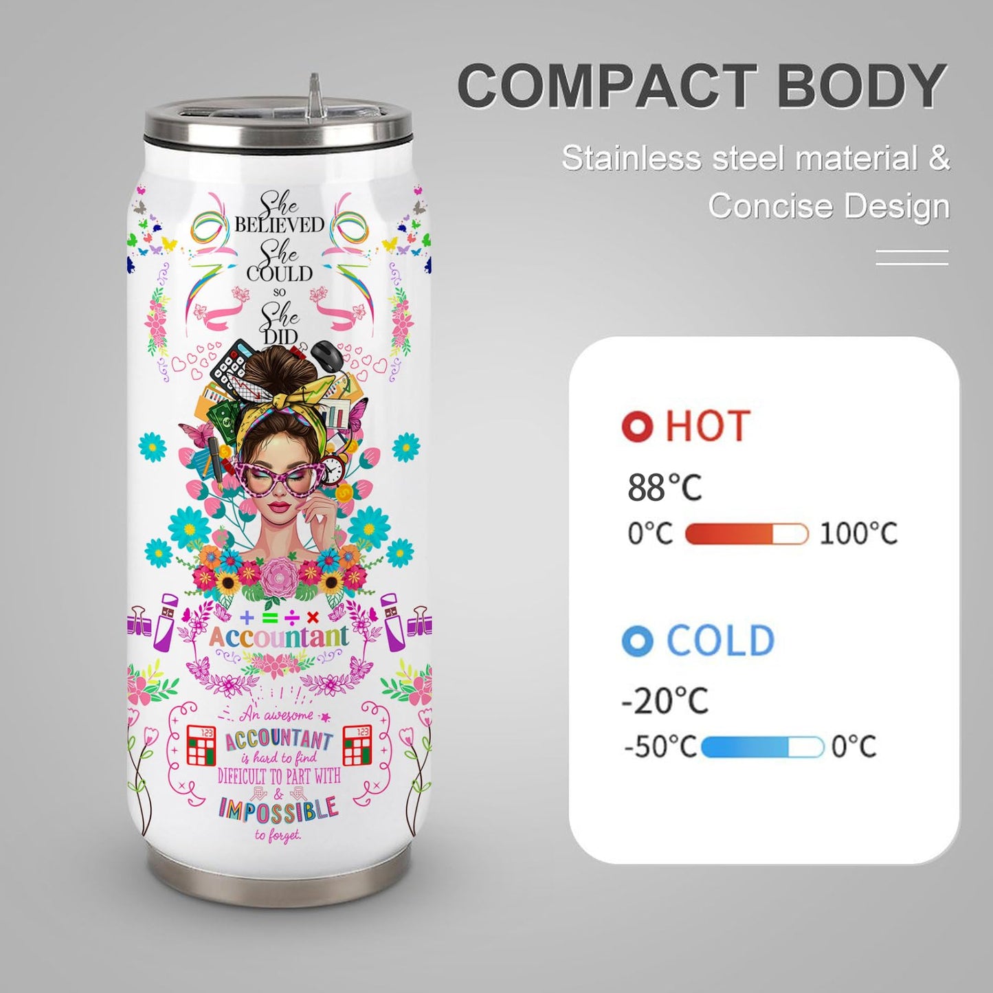 Accountant Gifts for Women Girls, Accountant Stainless Steel Insulated Tumbler With Straw Lid,Accountant Appreciation Tumbler Accountant Coffee Mug 17 OZ