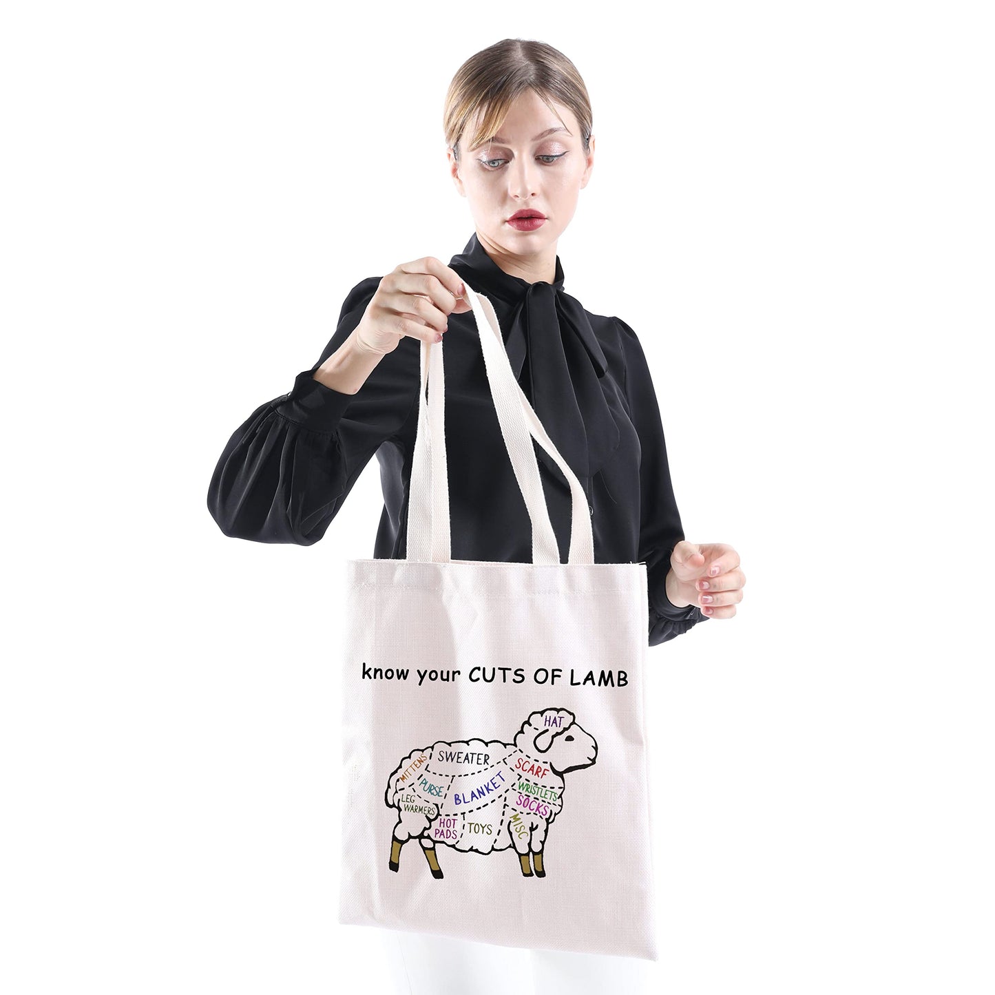 XYANFA Lamb Knitting Tote Bag - Gift for Knitter & Sheep Lover