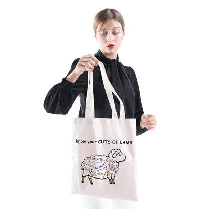 XYANFA Lamb Knitting Tote Bag - Gift for Knitter & Sheep Lover