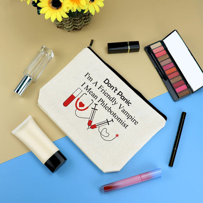 Funny Nurses Makeup Bag Gift Phlebotomist Gifts Phlebotomy Technician Phlebotomist Nurse Gifts Cosmetic Bag Pouch for Women Nurses' Day Birthday Gift for Technician Hematologist Medical Technologist