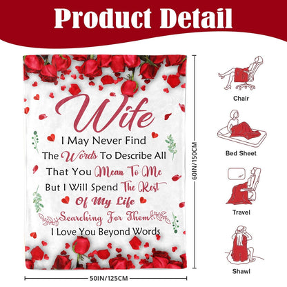 Gifts for Wife from Husband - Anniversary Wedding Gifts for Women - Wife Birthday Ideas - Romantic I Love You Gift for Her - Valentines Present for Her - to My Wife's Blanket 50"x60"