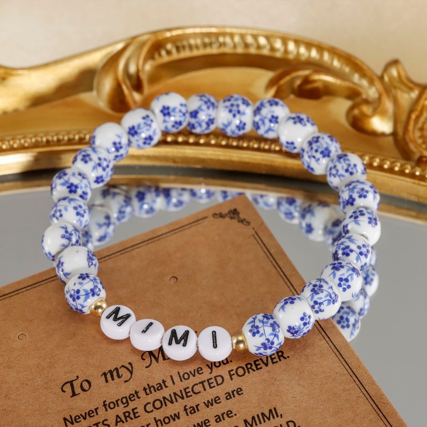 Kivosliviz Mimi Gifts for Birthday from Grandkids Grandson Grandma Mothers Day Jewelry Mimi Bracelet Blue