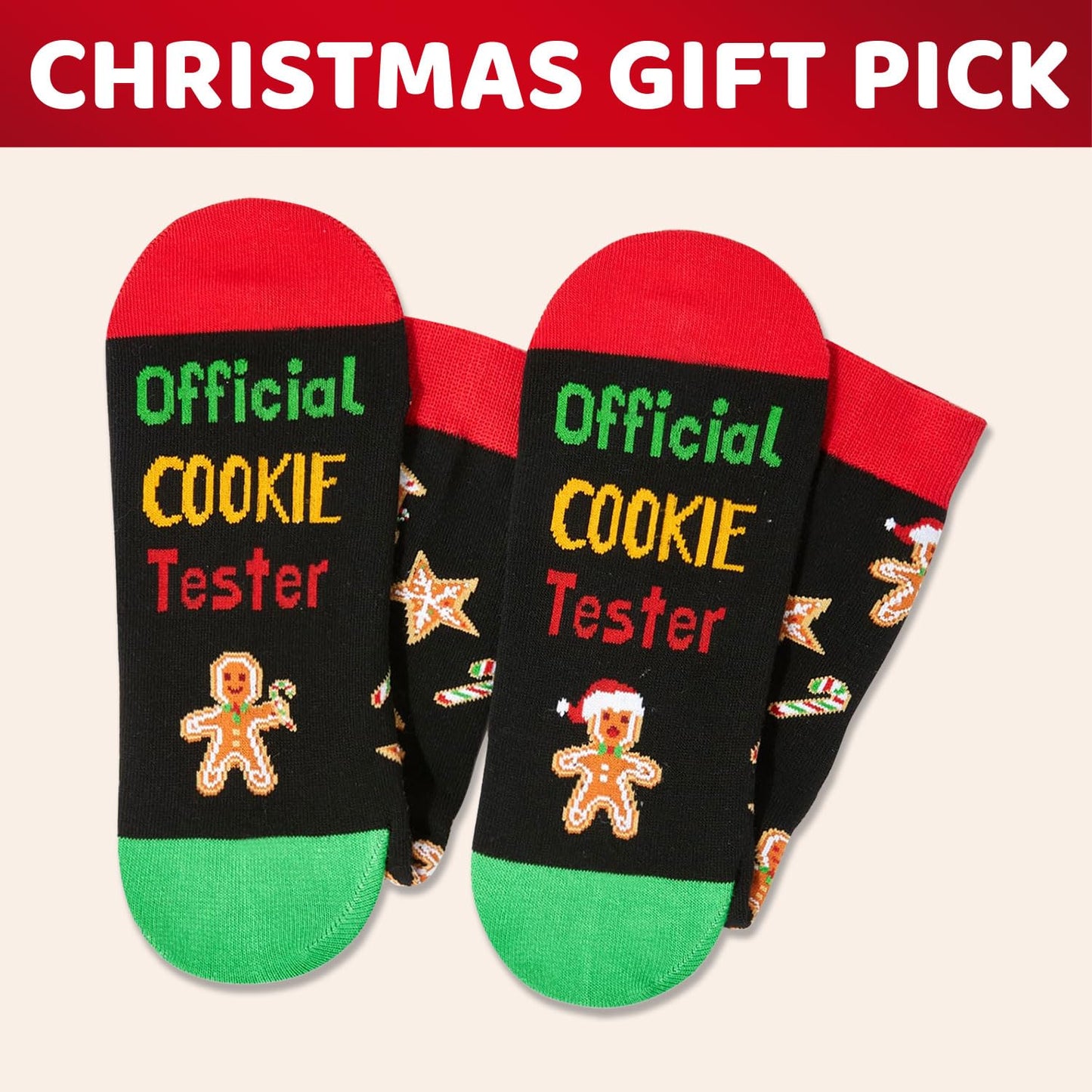 Zmart Christmas Cookies Gifts - Gingerbread Socks for Teen Boys Girls Age 2-18