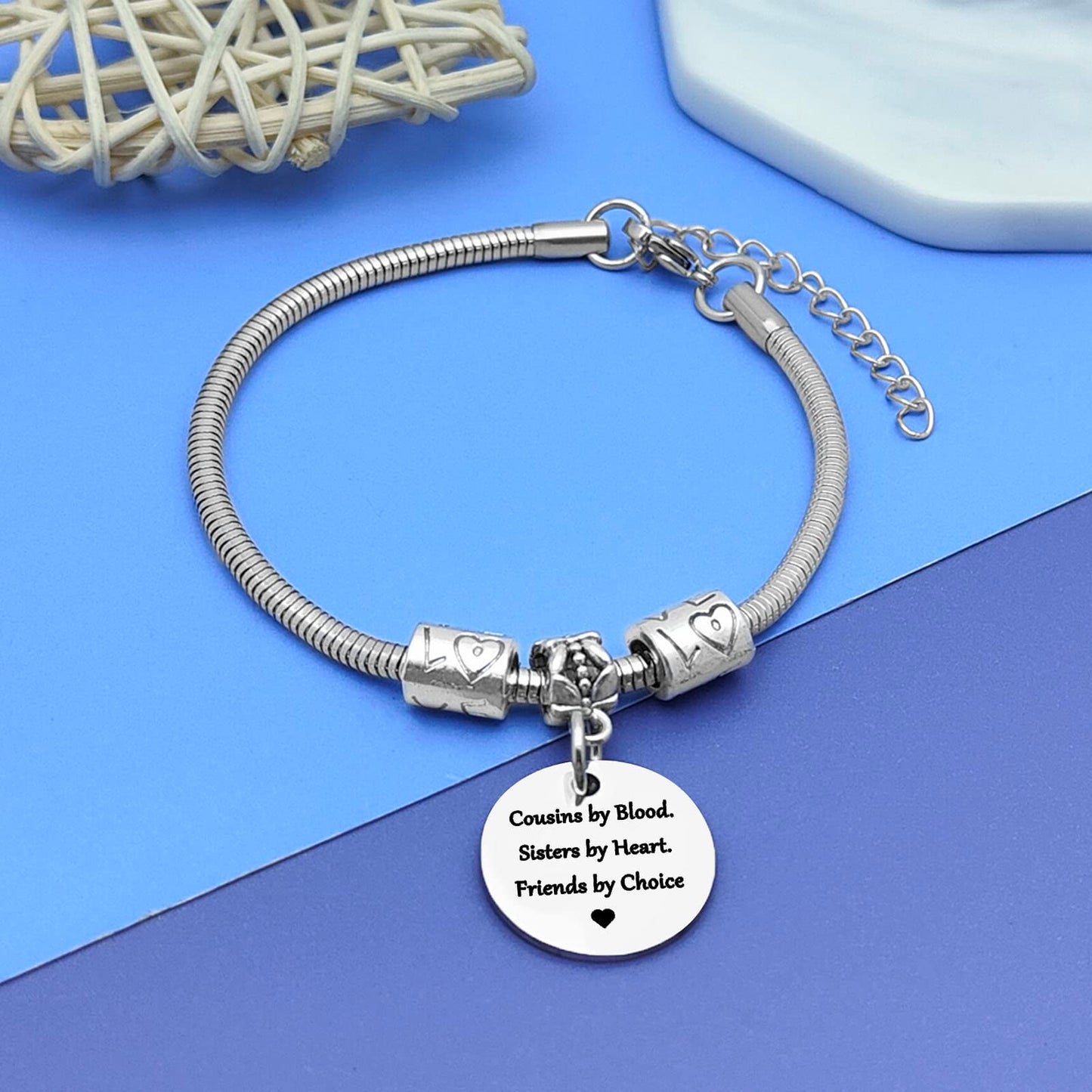 DlaeKua Cousin Gift Bracelet Stainless Steel Christmas Gift for Cousin Birthday Gift Long Distance Relationship Gift for Cousin