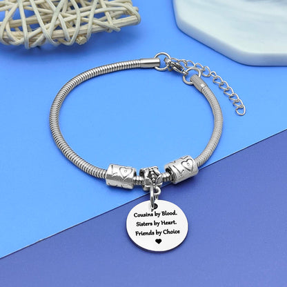 DlaeKua Cousin Gift Bracelet Stainless Steel Christmas Gift for Cousin Birthday Gift Long Distance Relationship Gift for Cousin