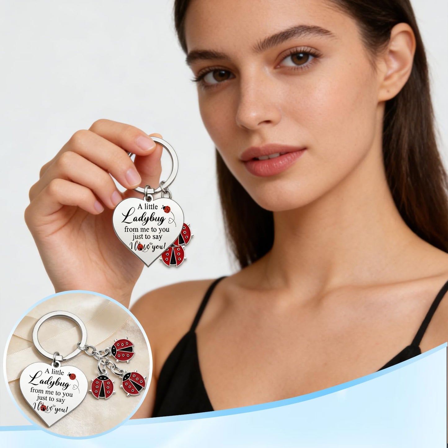 Lady Bugs Keychain Ladybug Gifts For Women Romantic i Love You Gifts For Her Birthday Anniversary Valentines Gift For Girlfriend Mini Ladybugs Keychain For Girlfriend Gift For Ladybug Lovers