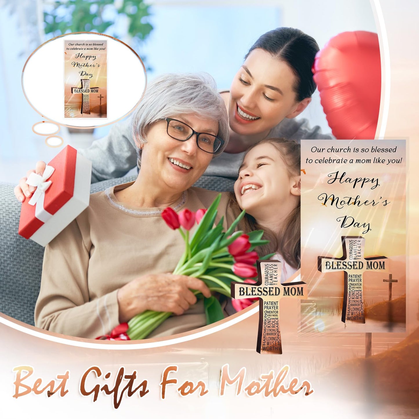 Spakon 30 Set Christian Mother's Day Gifts Religious Cross Bookmarks for Church Menbers Blessed Mom Magnet Bookmarks and Bible Verse Cards Appreciation Gifts for Book Lovers Devotional Study Guide