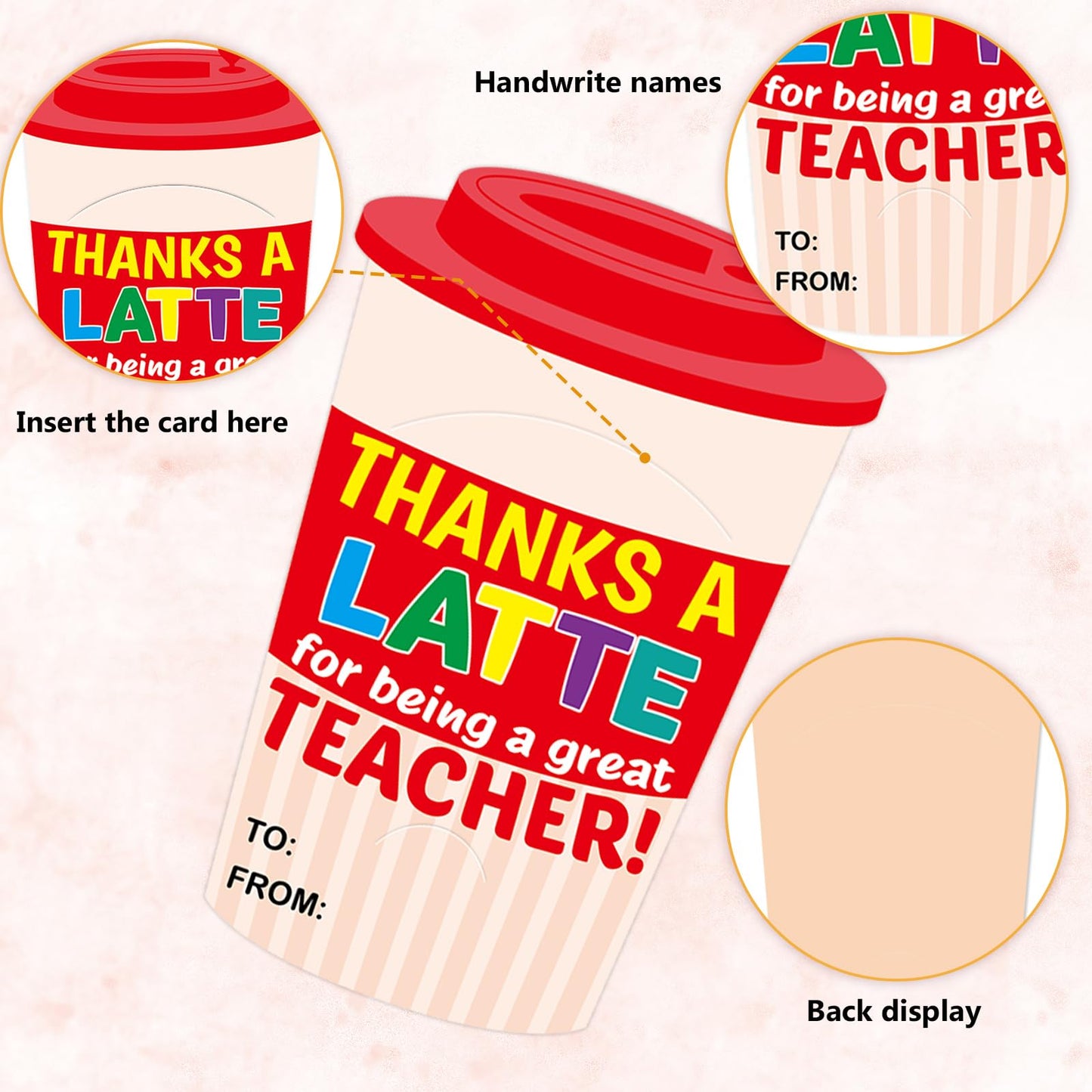 Fancy Land Teacher Gift Card Holder Back to School Teacher Appreciation Gift Cards Sleeves for Kids Students Gratitude Supplies 12Pcs