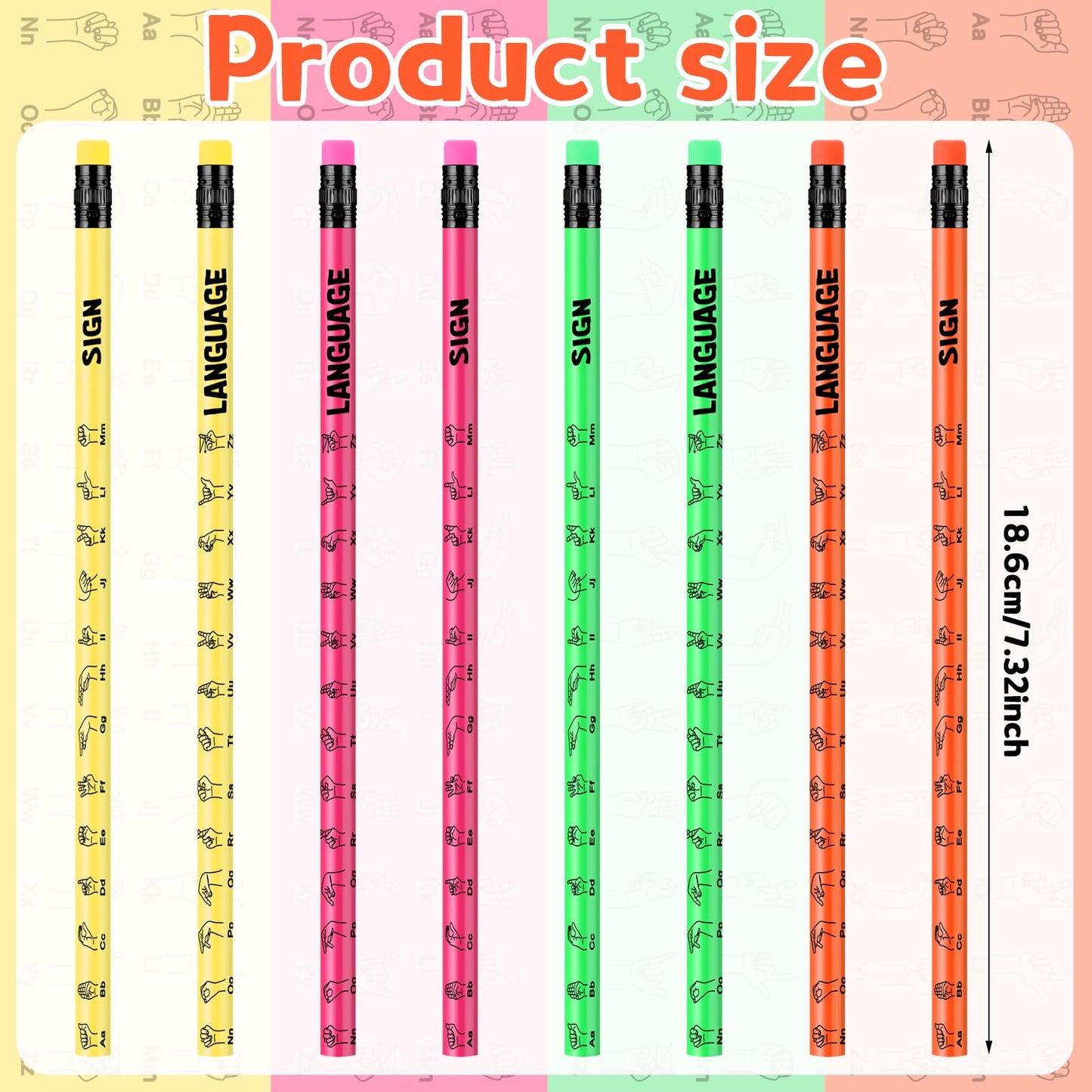 Affrolling 136 Pcs Sign Language Gift Set Including 36 Pcs Sign Language Pencils and 100 Pcs ASL Waterproof Stickers PVC American Sign Language Stickers Incentive Gift for Learning Sign Language