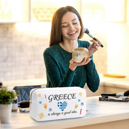 Greece Gifts for Women Makeup Bag Gifts for Greece Lovers Greece Trip Gift Greek Gift Greece Travel Gifts for Family Friendship Gift Greek Vocation Cosmetic Bag Girls Weekend Gift Travel Pouch