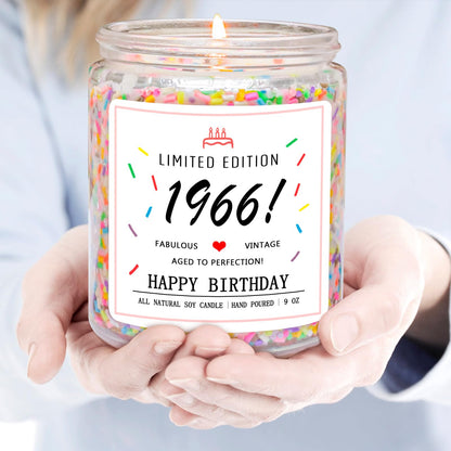 Homsolver 60th Birthday Gifts for Women Ideas, Decorations Gifts for 60 Year Old Woman, 60th Birthday Candle - Limited Edition 1966 Handmade (Vanilla Birthday Cake Scent with Sprinkles)