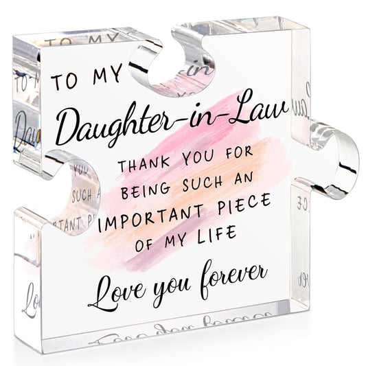 Daughter in Law Gifts from Mother in Law - Unique Daughter in Law Gift Ideas Best Daughter in Law Puzzle Piece Gift for Birthday Wedding Mothers Day Thanksgiving for Daughter in Law