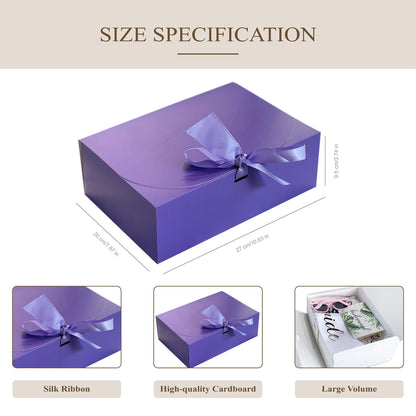 LADY&HOME 10 Pcs Gift Boxes with Lids,10x8x4 inch Bridesmaid Proposal Box with Ribbon,Paper Boxes for Wedding,Gift Packing,Birthday,Party,Christmas (Lavender)