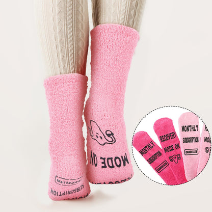 Glitopper 3 Pcs Hysterectomy Recovery Must Haves Fuzzy Socks Hysterectomy Recovery Gifts for Women with Humorous Words Monthly Subscription Cancelled Funny Care Present for Her Survivor Uterus Removal