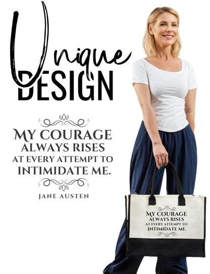 InnoBeta Jane Austen Gifts, Canvas Tote Bag, Jane Austen Bag with Top Zipper Closure and Shoulder Strap for Birthday, Mother's Day, Christmas