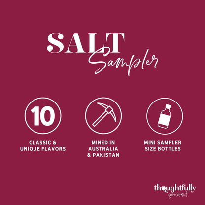 Thoughtfully Gourmet, Gourmet Cooking Salt Sampler Gift Set, Gourmet Seasoning Salts In Glass Bottles, Flavors Include Smoked, Lavender, Rosemary, Truffle, Lemon, Chipotle and More, Set of 10