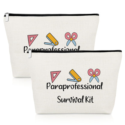 Paraprofessional Appreciation Gift 2 Pcs Makeup Bag Para Thank You Gifts for Paraeducator Teacher Assistant Travel Pouch Teachers' Day Birthday Christmas Graduation Present 2 Pack Cosmetic Bag