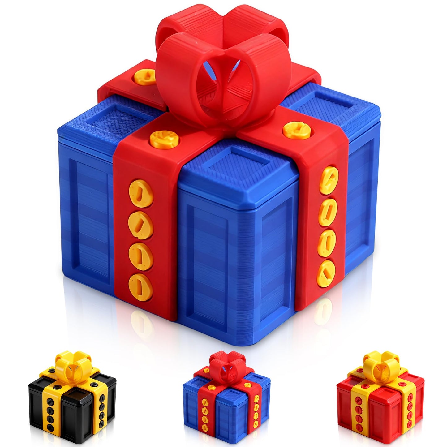 Prank Gift Box, 3D Printed Funny Gift Box, 8cm Really Prank Gifts Box with Screws, Surprise Novelty Gifts for Kids, Valentines Day Gifts Party Favors Festival (Blue Red)