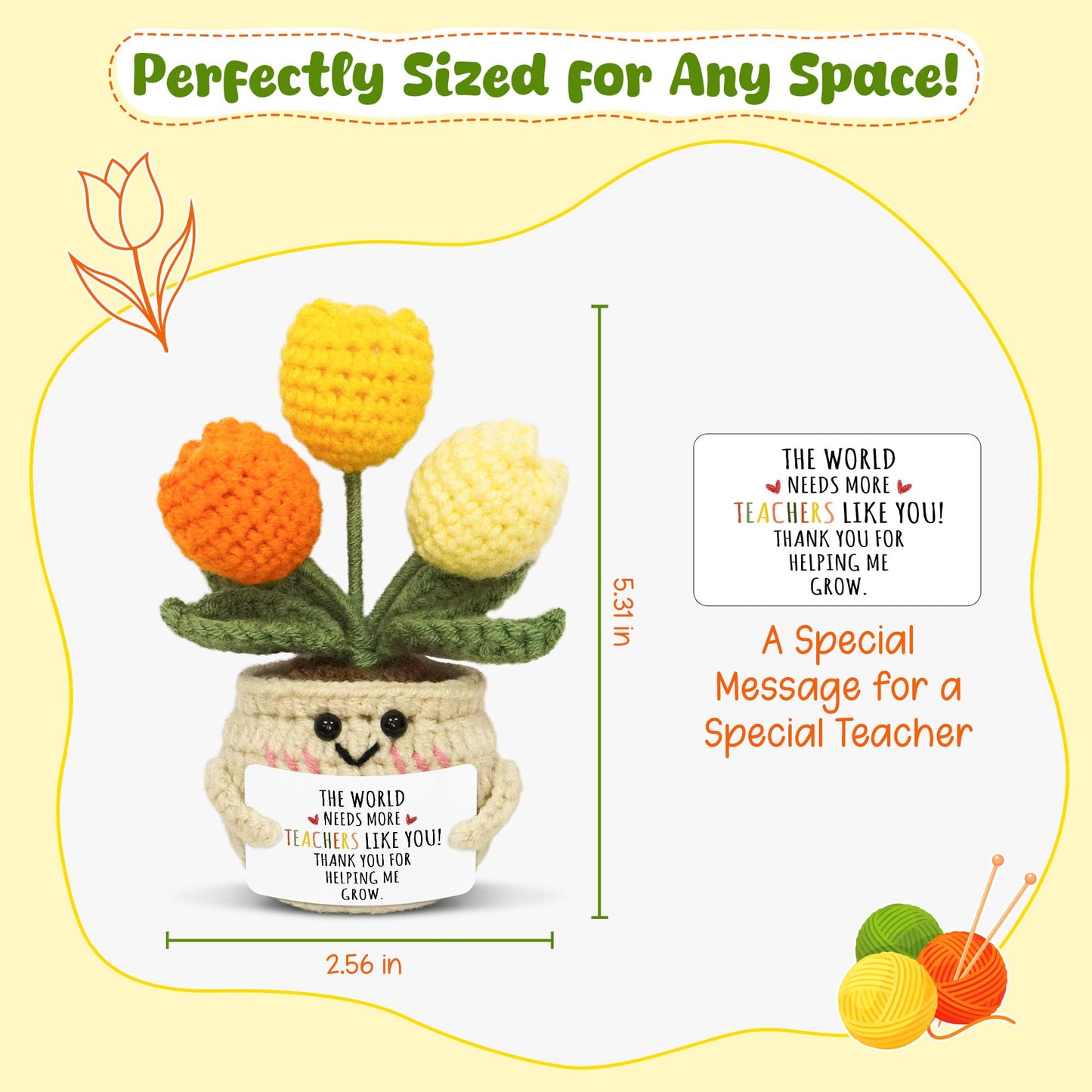 OASSIE Teacher Appreciation Gifts for Women Men - Handmade Positive Tulip Crochet Flowers - Teachers Day Graduation Birthday Thank You Appreciation School Retirement Gifts for Teachers from Student