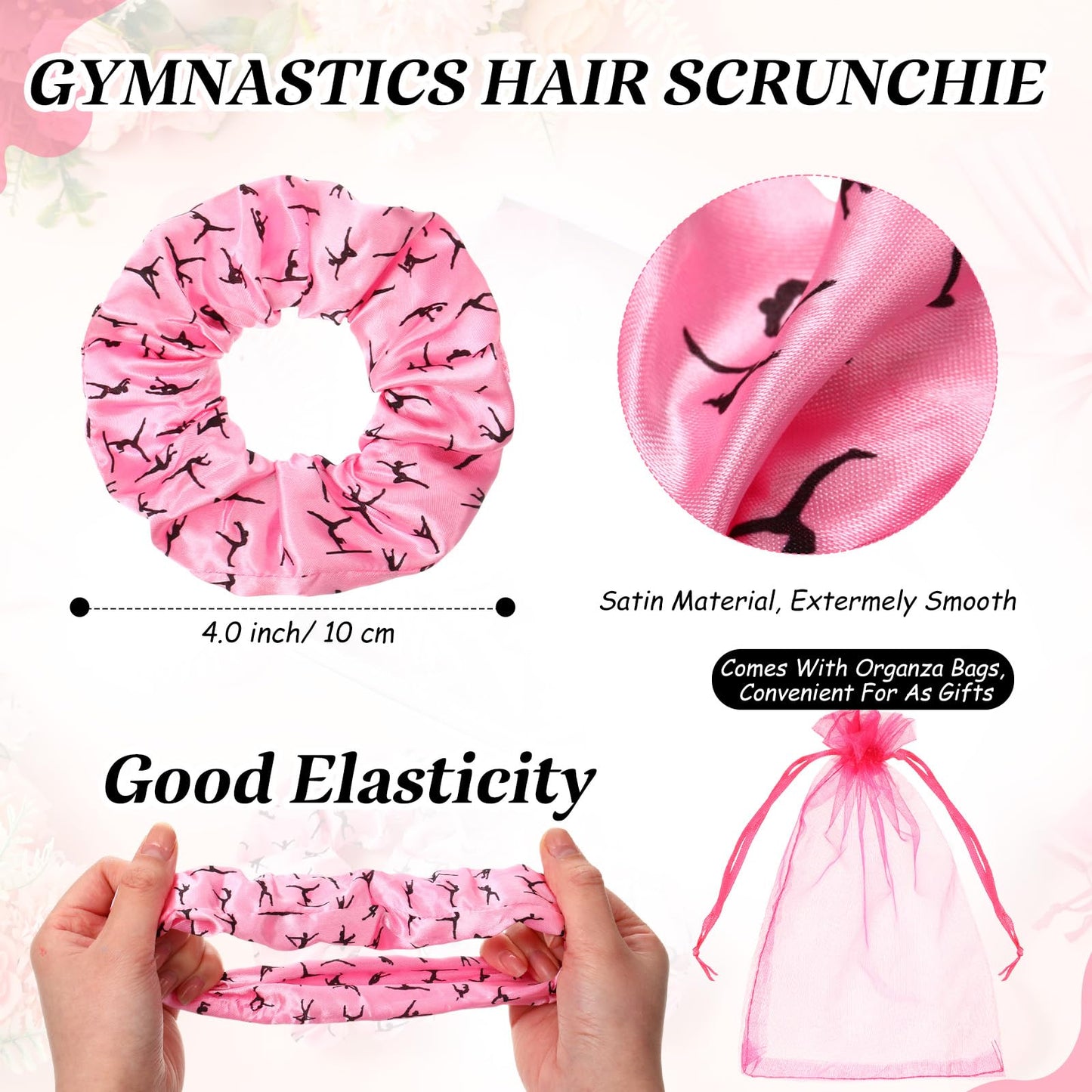 12 Sets Gymnastics Hair Ties and Hairbrushes Gymnastics Hair Scrunchie Mini Detangler Brush Sports Elastics Ponytail Holders Gymnastic Party Favors Gift for Gymnasts Teams Women Girls