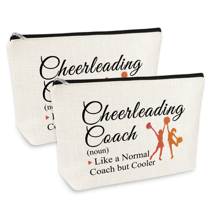 2 Pcs Cheerleading Coach Gift Makeup Bag for Women Cheer Coach Mom Appreciation Gifts Cheerleader Mother's Day Birthday Gift for Cheer Mom Coaches Thank You Gifts Cosmetic Bag Travel Toiletry Bags