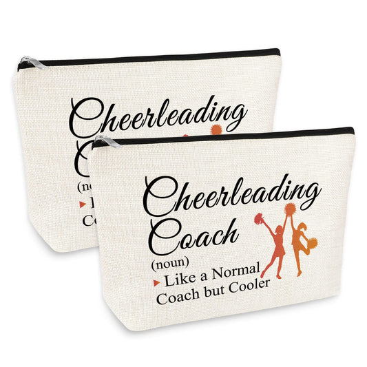 2 Pcs Cheerleading Coach Gift Makeup Bag for Women Cheer Coach Mom Appreciation Gifts Cheerleader Mother's Day Birthday Gift for Cheer Mom Coaches Thank You Gifts Cosmetic Bag Travel Toiletry Bags