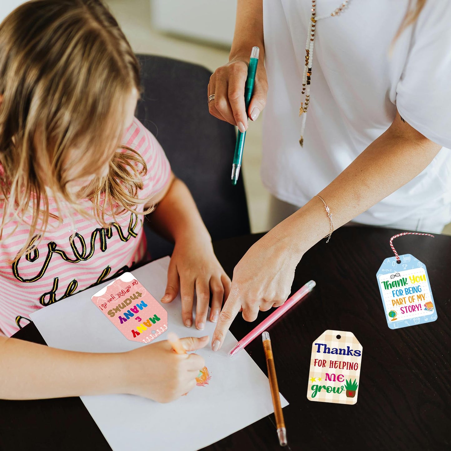 Teacher Appreciation Gift Tags Thank You Teacher Appreciation Week Gift Labels 60Pcs End of Year Students Thankful Labels with String Hanging Graduation School Party Supplies