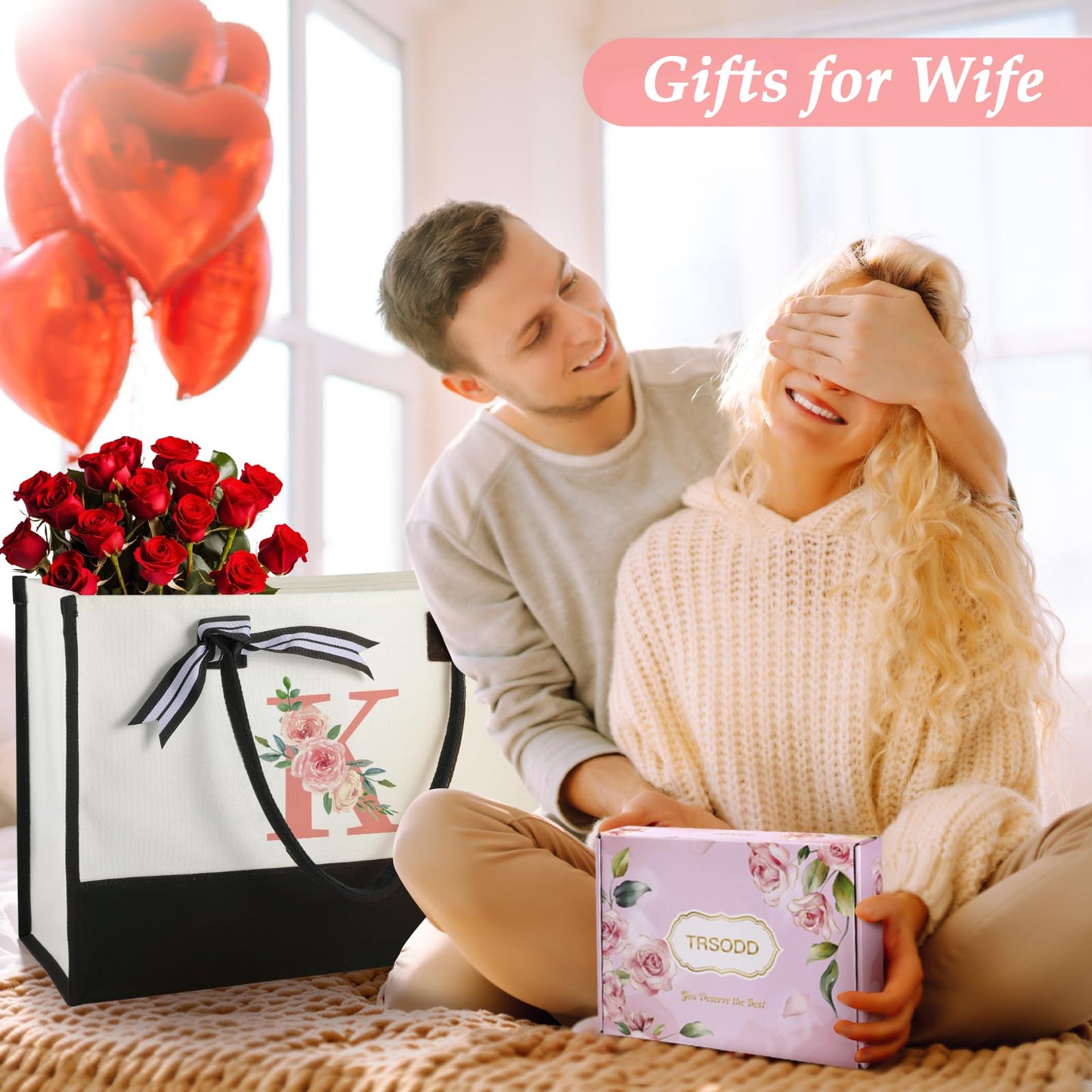 Birthday Gifts for Women Mothers Day Gifts for Mom Wife Grandma Daughter Sister Friends Bridesmaid Teacher Appreciation Tote Bag and Makeup Bag