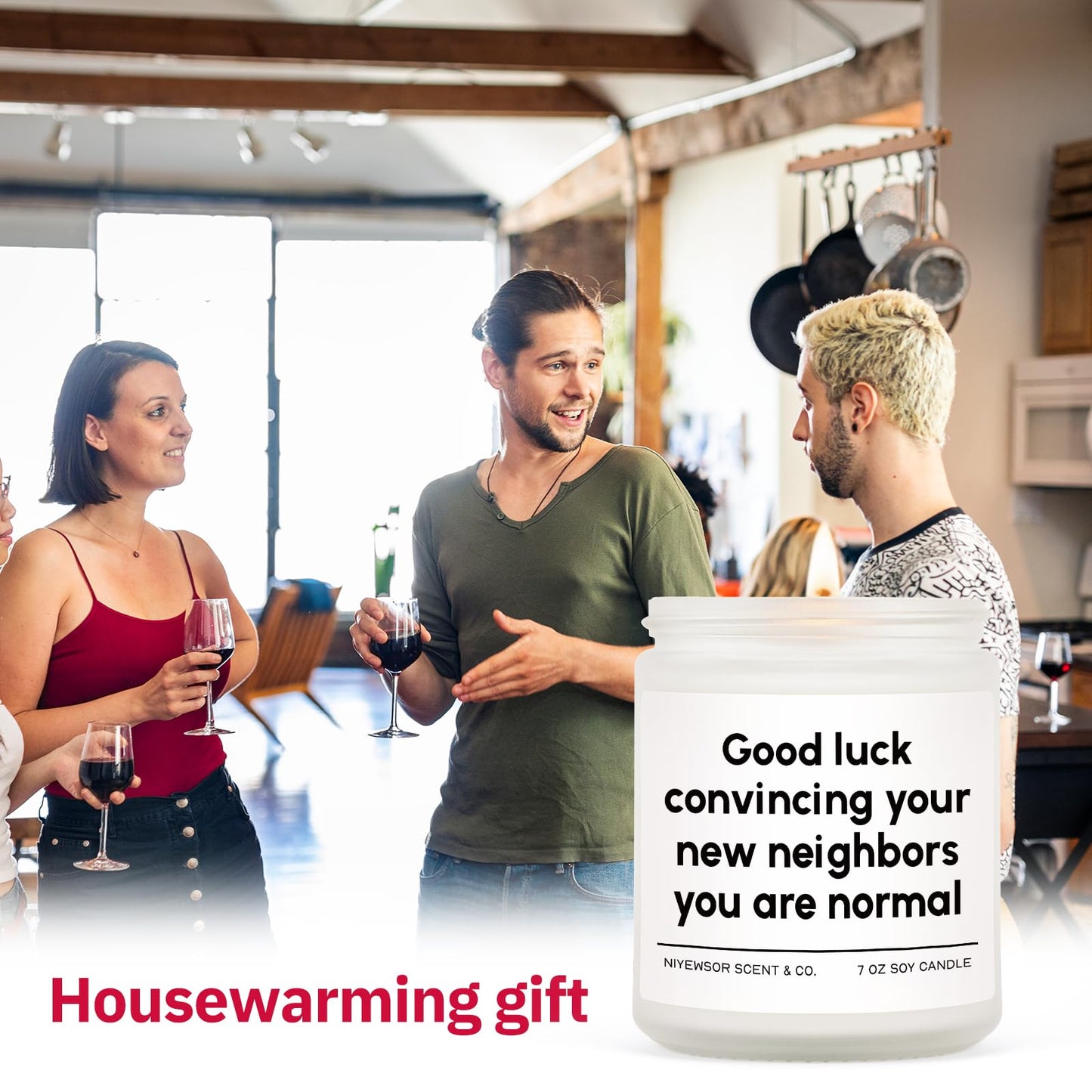 Niyewsor House Warming Gifts, New House/Home Candle, Funny Housewarming Gift for Friends, New Homeowner Gifts, First Apartment Essentials, Moving Away Gift, Handmade, 7oz