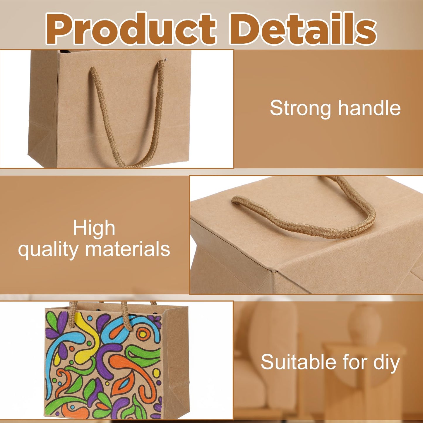 Caeuiciw 40 Pcs Brown Mini Gift Bags with Handle Gift Card Bags Bulk Extra Small Paper Party Favor Boxes Tiny for Christmas Wedding Baby Shower Birthday Wrapping Supplies, 4.7 x 3.9 x 2.3 Inches