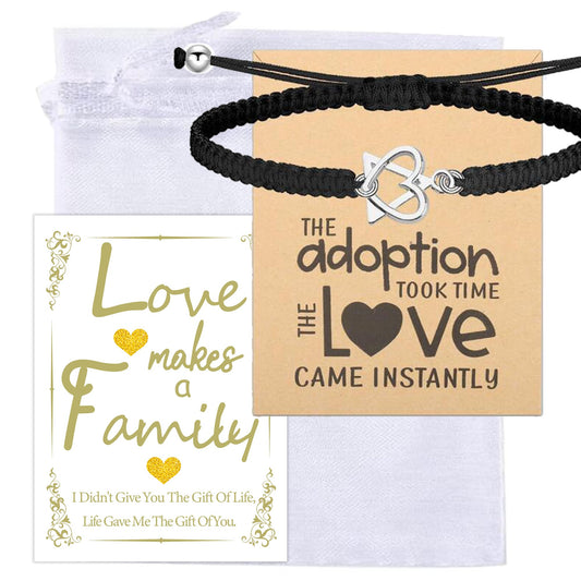 MKISHINE Adoption Gifts, Adoptive Jewelry, Adoption Symbol Charm for Stepmom Stepdaughter Birthday Gift with Adoption Greeting Card, Gotcha Day, Adoptive Gift, Foster Parent Thank Gift
