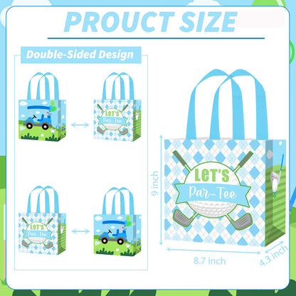 12PCS Golf Party Treat Bags Golf Birthday Party Supplies Golf Themed Favor Bags Non-woven Pink Golf Ball Candy Gift Bag with Handles for Let's Par-tee Retirement Baby Shower Decor