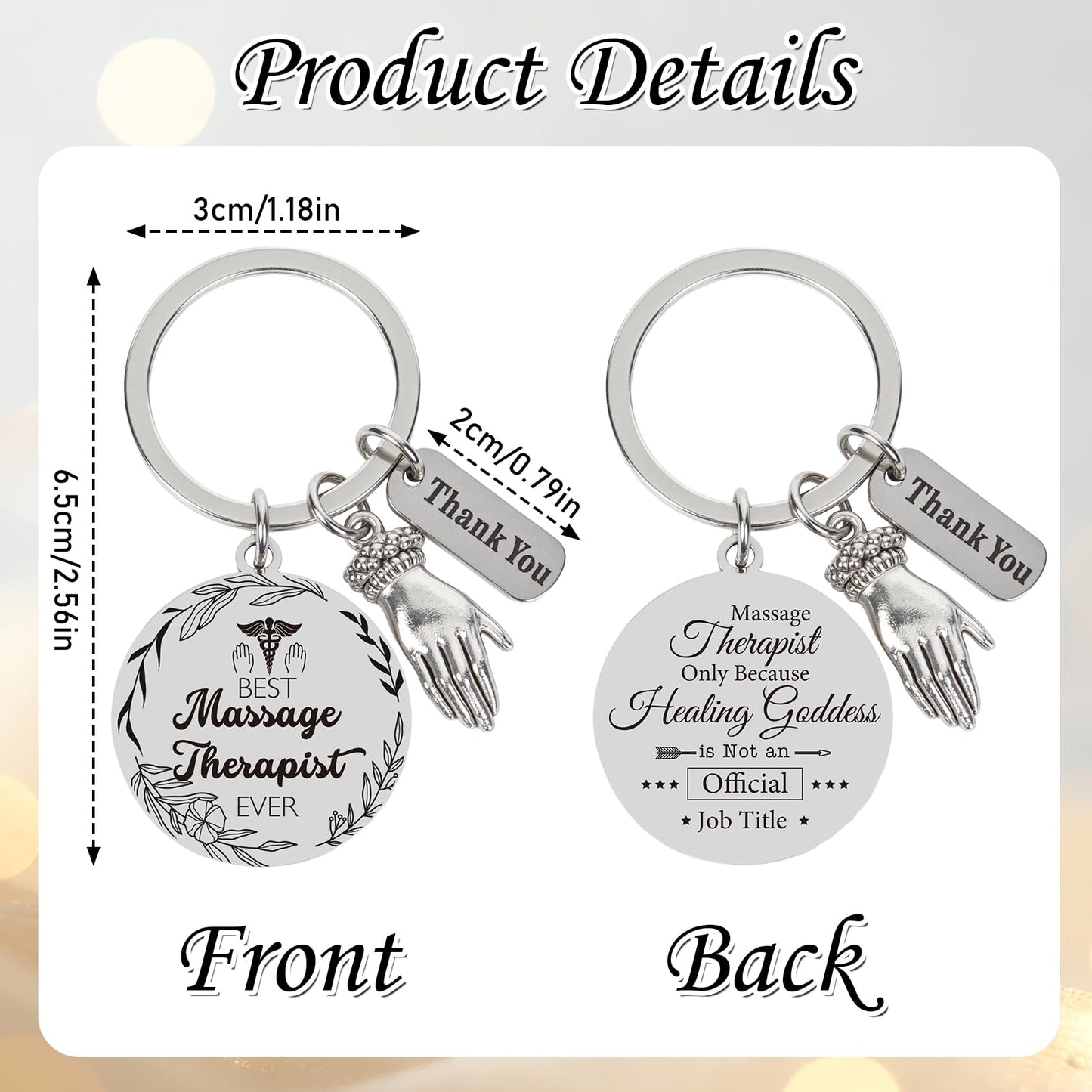 Thrist Birthday Massage Therapist Gifts Keychain Best Massage Therapist Ever Healing Key Chain Gifts for Nurses Nursing Mothers Day Gift Work Accessories Essentials
