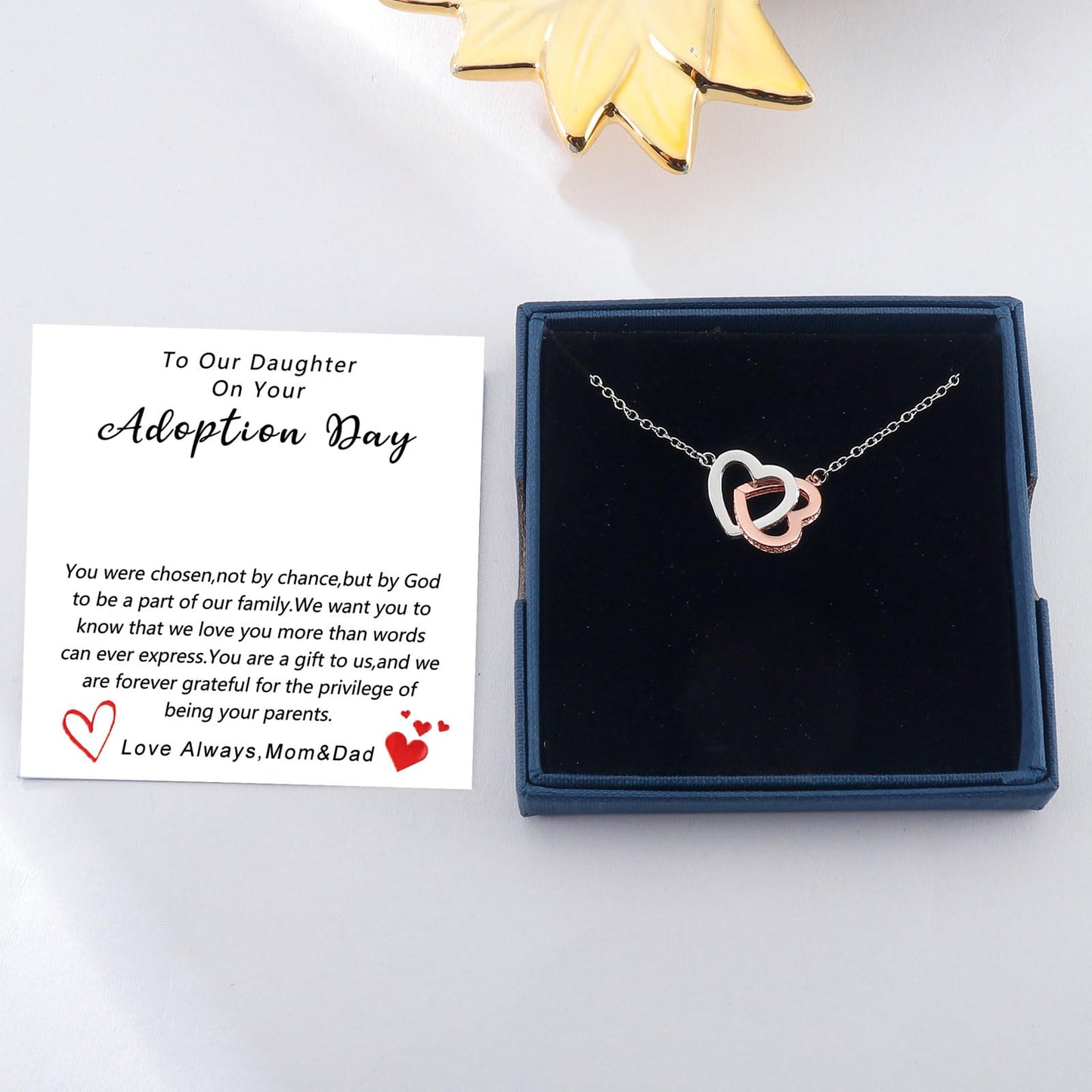 MollyQueen Adoption Gifts Adoption Day Gifts Adoptive Jewelry Interlocking Heart Necklace